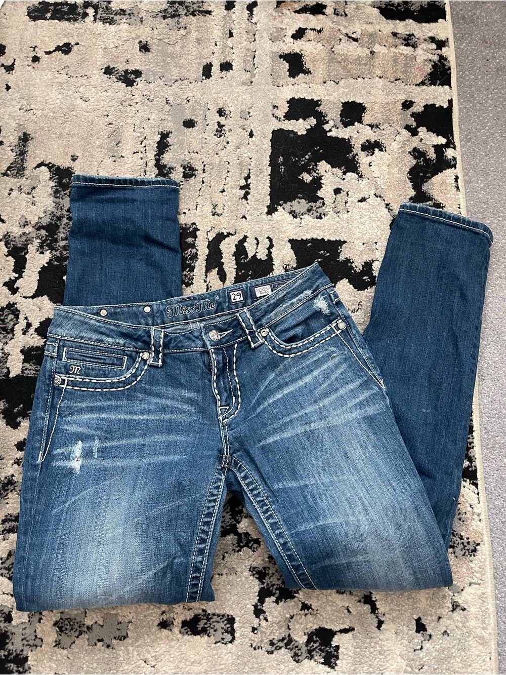 Miss Me Blue Skinny Jeans with Light Whiskering
